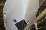 Once the fairing and painting were completed, Lady Linda’s arched bow had a lustrous sheen.