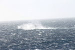 The yacht was designed to function not just as a floating palace but as a seagoing vessel--and as it crossed the Atlantic a few weeks ago, it was clobbered by a violent storm. These photos were taken by a passing freighter.  Photo: ©Patty Witler Anderson.