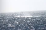 The yacht was designed to function not just as a floating palace but as a seagoing vessel--and as it crossed the Atlantic a few weeks ago, it was clobbered by a violent storm. These photos were taken by a passing freighter.  Photo: ©Patty Witler Anderson.